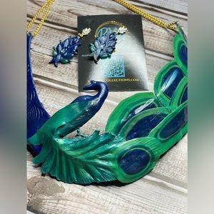 Handmade ELEGANT Peacock Necklace and Earring Set
